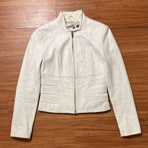 Women's White Leather Jacket